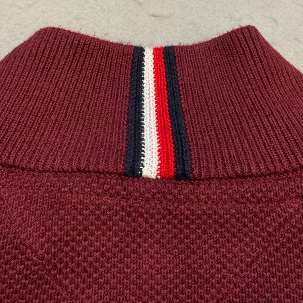 Tommy Hilfiger Quarter Zip Sweater Mens XL Burgundy Waffle Knit 78J1687 Academia - Picture 11 of 11